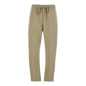 Semicouture Women Beige Pants With Elastic Drawstring Waist In Cotton Woman